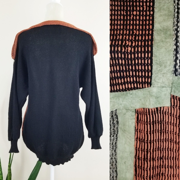 VTG 80s Pepa Pombo Knit Mixed Media Sweater - Picture 4 of 13